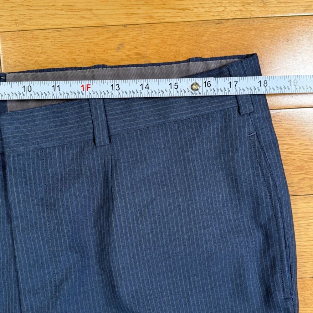 Oxxford Clothes Artisan's Seal Mens Blue Pinstripe Wool Dress Pants 36x30.5